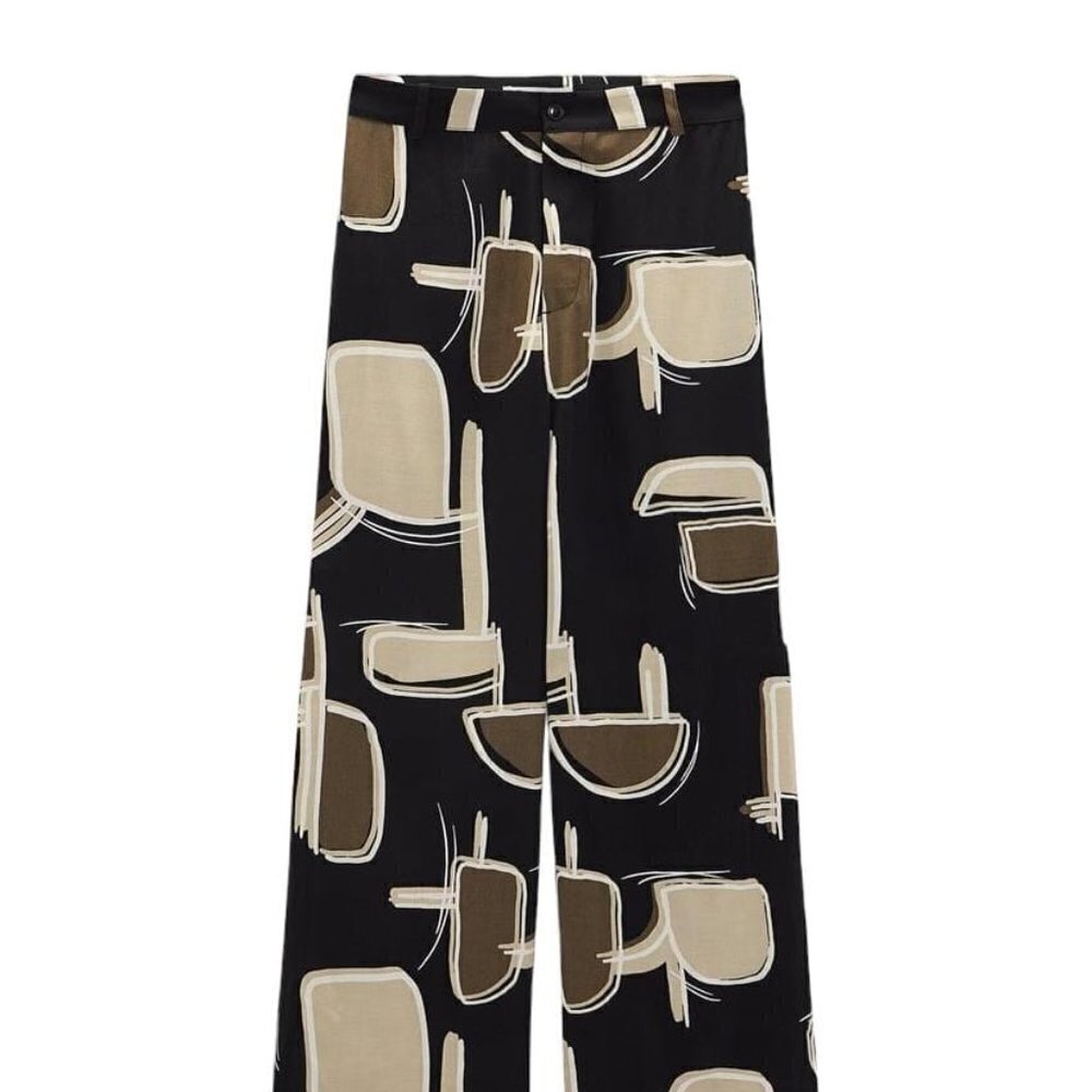ZARA PRINTED TROUSERS BLACK SIZE S | 3198/043/800